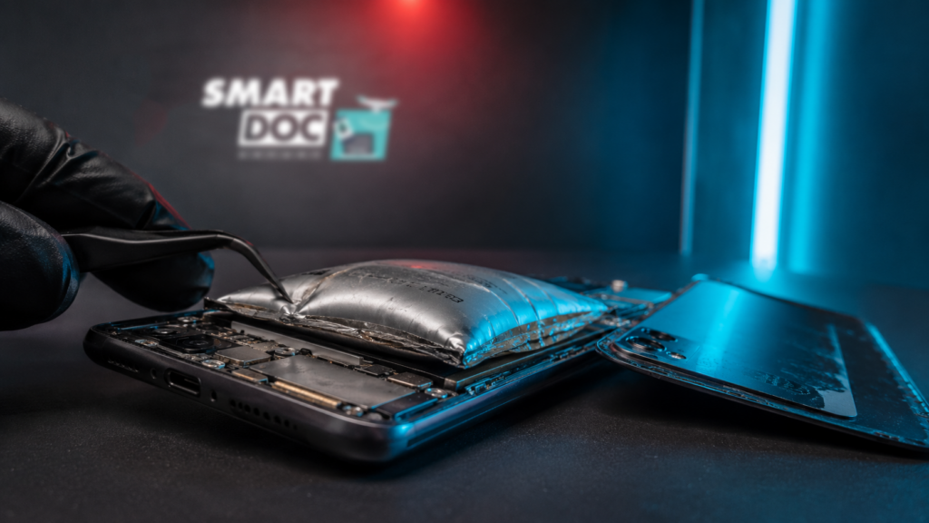 Aufgeblähter Lithium-Ionen-Akku als Warnsignal – sofortiger Akkutausch bei SmartDoc Erfurt empfohlen